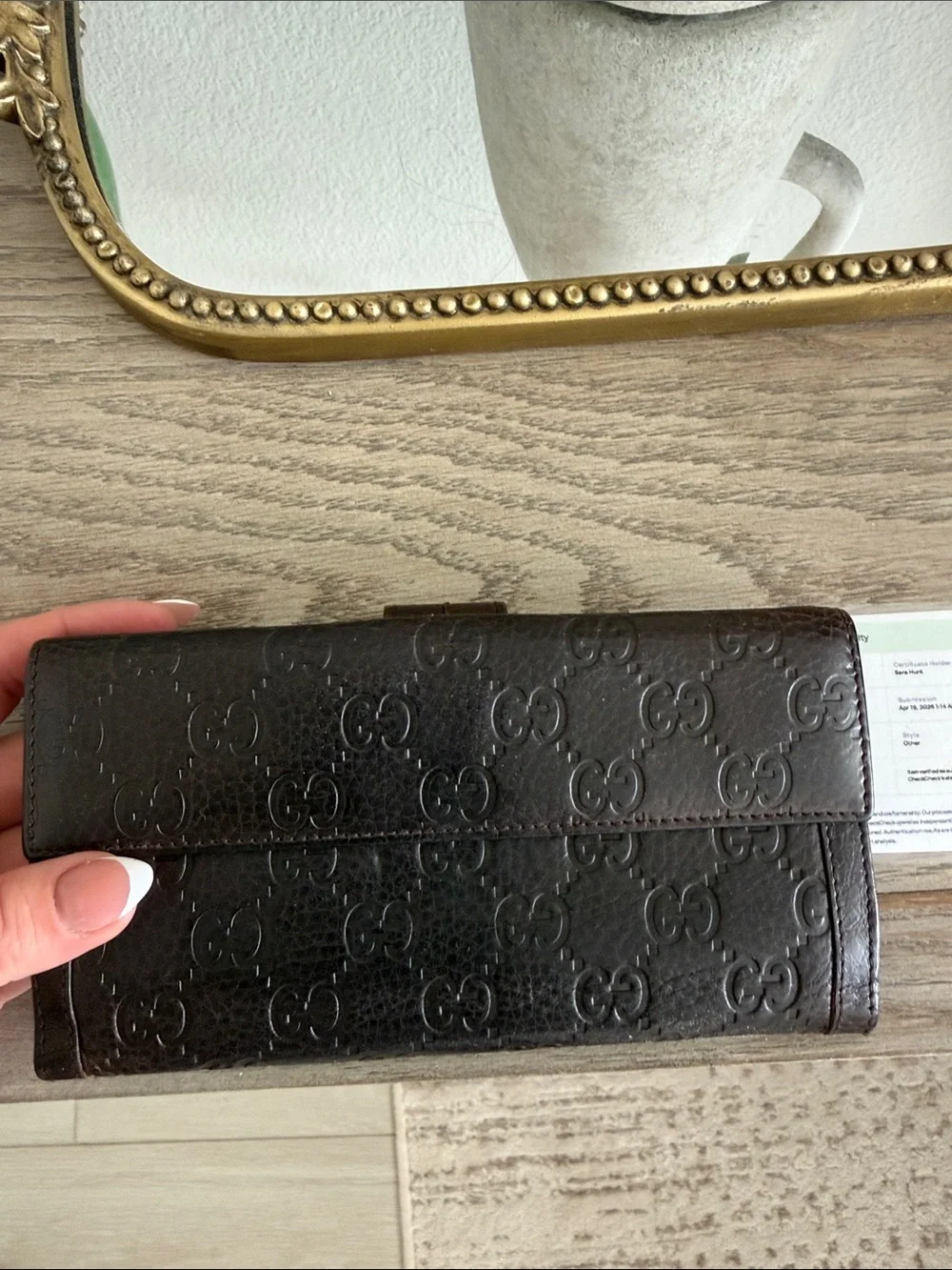 Gucci Brown Embossed Leather Wallet with Logo Clasp - Picture 4 of 12